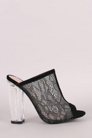Shoe Republic LA Lace Mule Clear Heel
