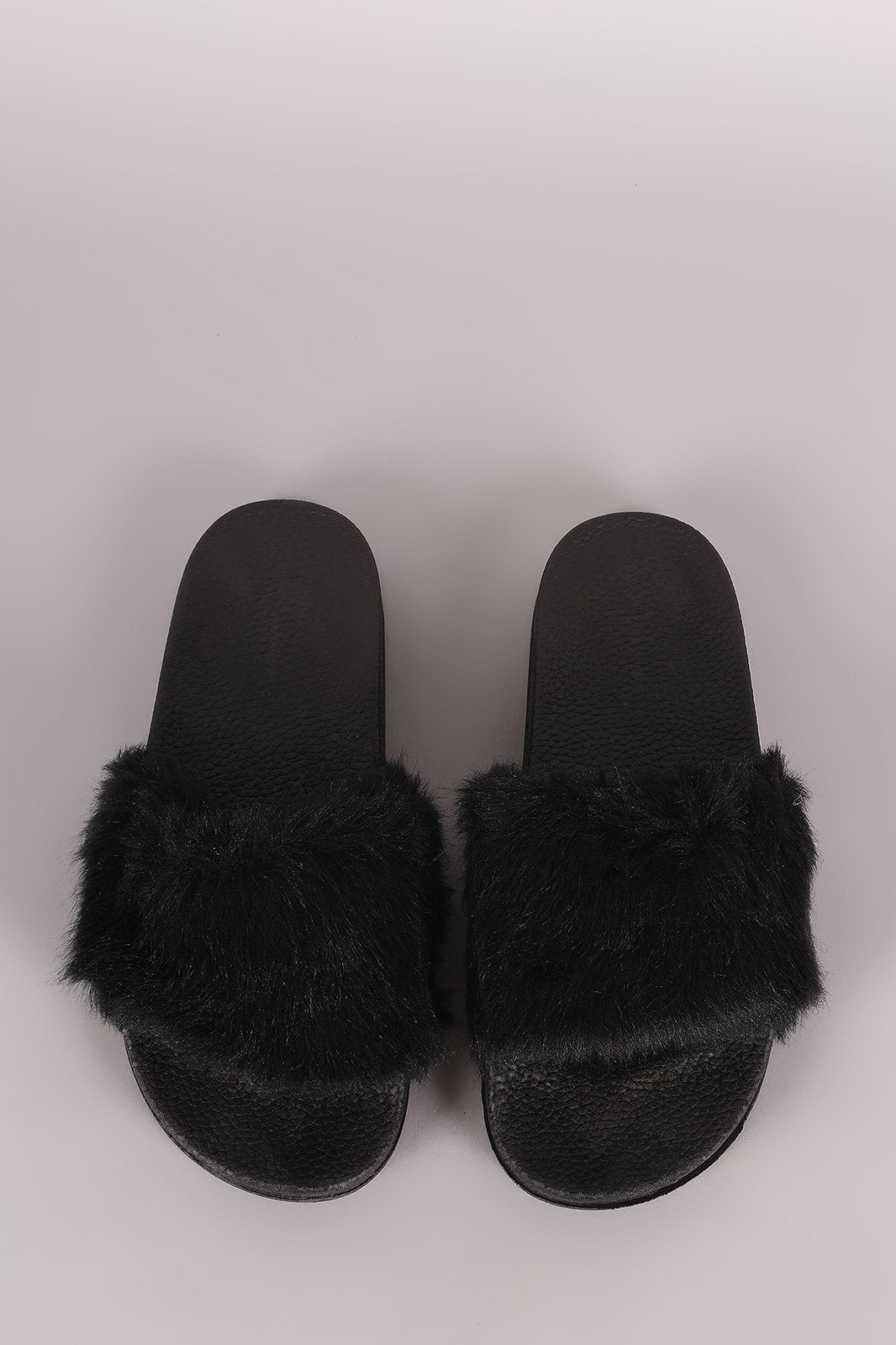 Fluffy Faux Fur Open Toe Slide Sandal