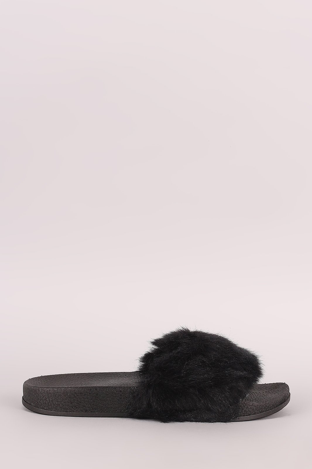 Fluffy Faux Fur Open Toe Slide Sandal
