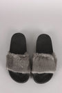 Fluffy Faux Fur Open Toe Slide Sandal