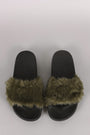 Fluffy Faux Fur Open Toe Slide Sandal