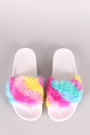 Fluffy Faux Fur Open Toe Slide Sandal