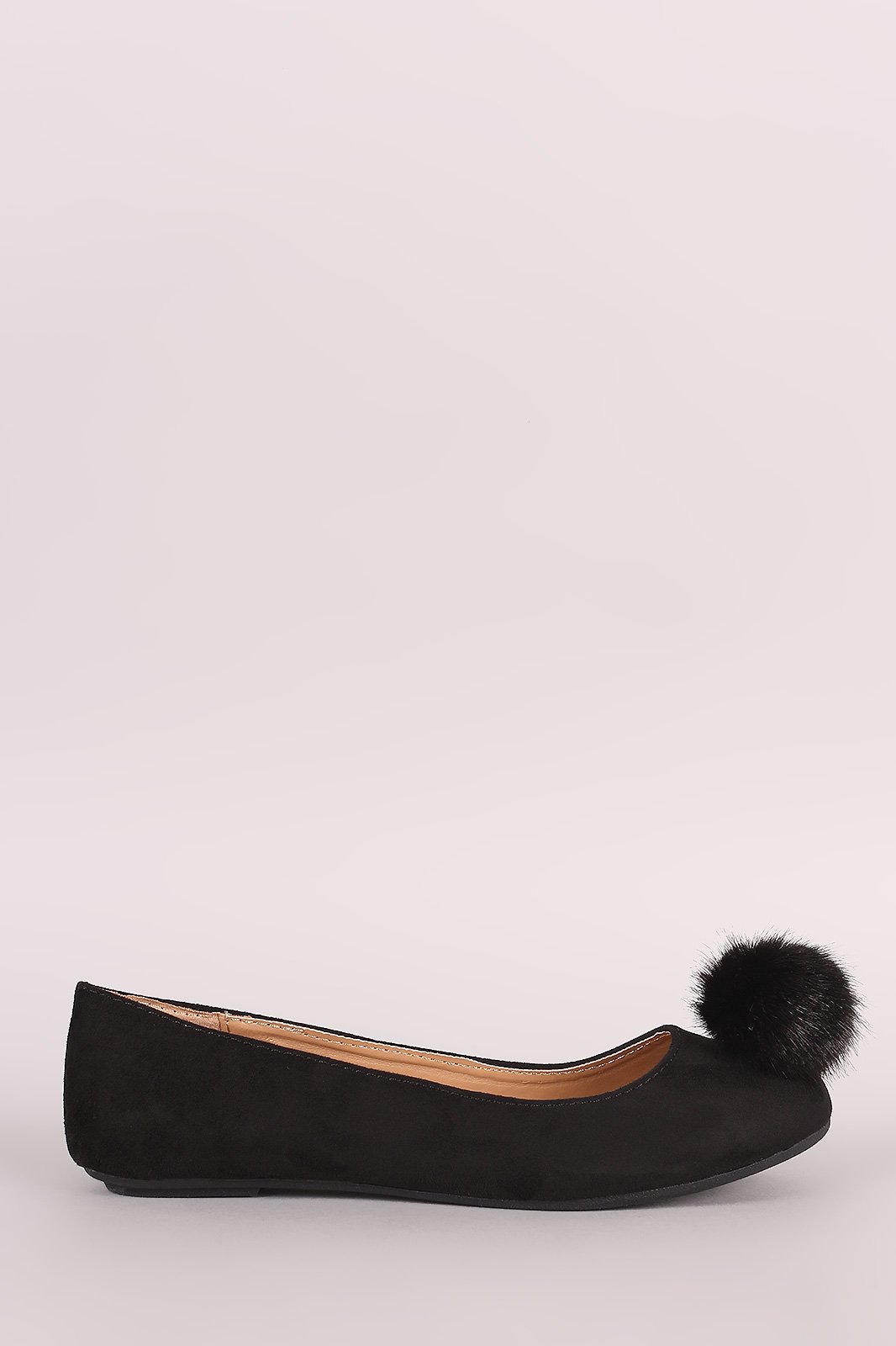 Bamboo Pom Pom Accent Suede Ballet Flat