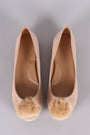 Bamboo Pom Pom Accent Suede Ballet Flat