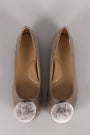 Bamboo Pom Pom Accent Suede Ballet Flat