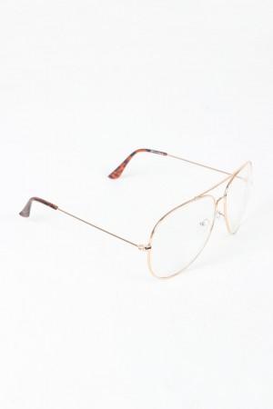 Clear Lens Wire Aviator Glasses