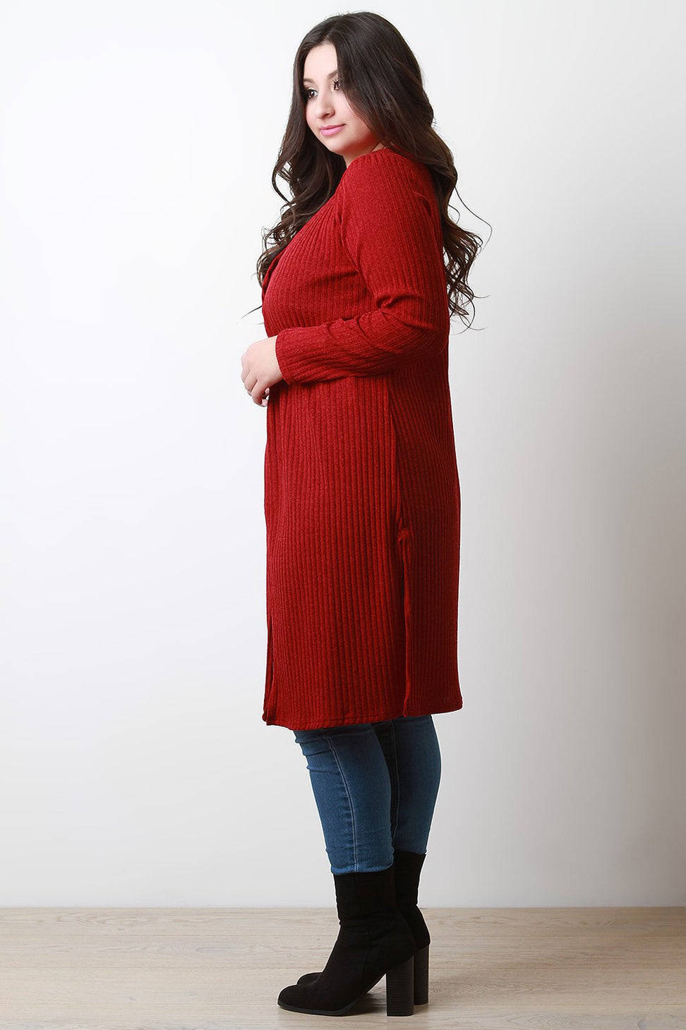 Ribbed Longline Long Sleeves Cardigan