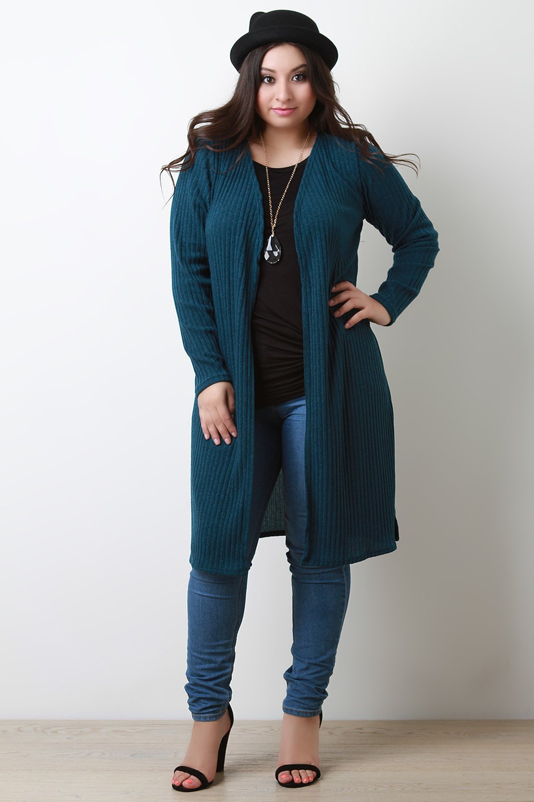 Ribbed Longline Long Sleeves Cardigan