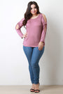 Round Neck Long Sleeve Cold Shoulder Top