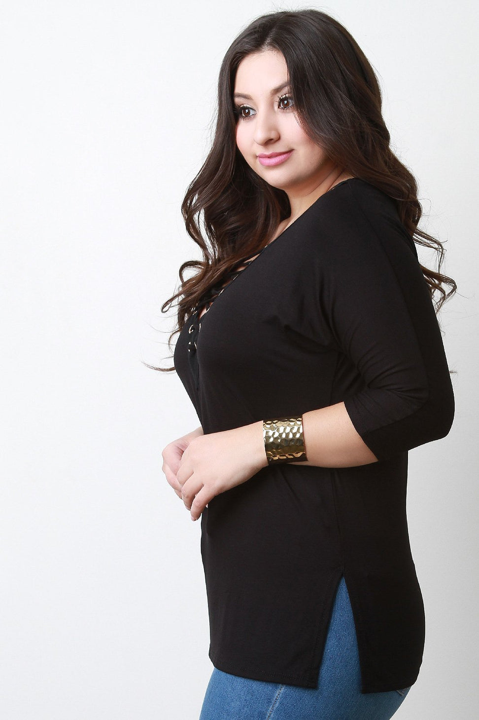 Plunging V-Neck Crisscross Top