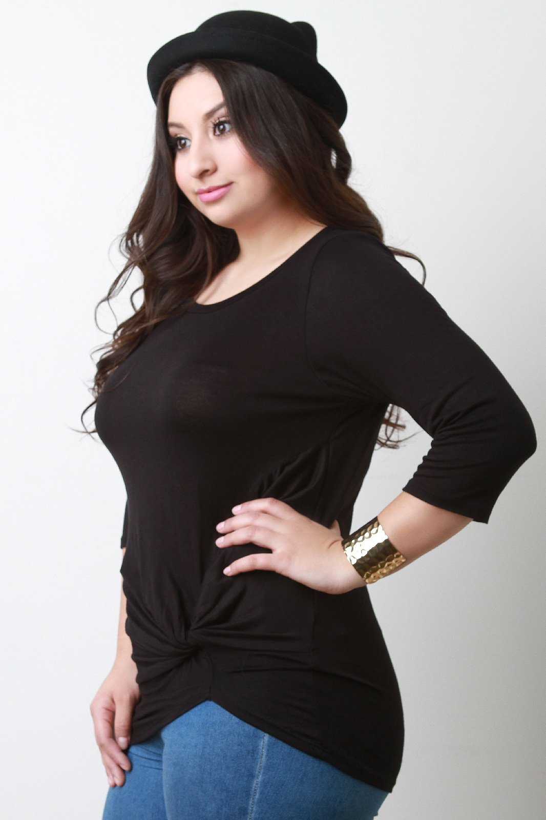 Casual Jersey Knit Knotted Twist Top