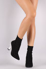 Liliana Suede Pointy Toe Chunky Clear Heeled Ankle Boots - NoveltyOne