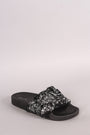Qupid Metallic Faux Fur Slide Sandal