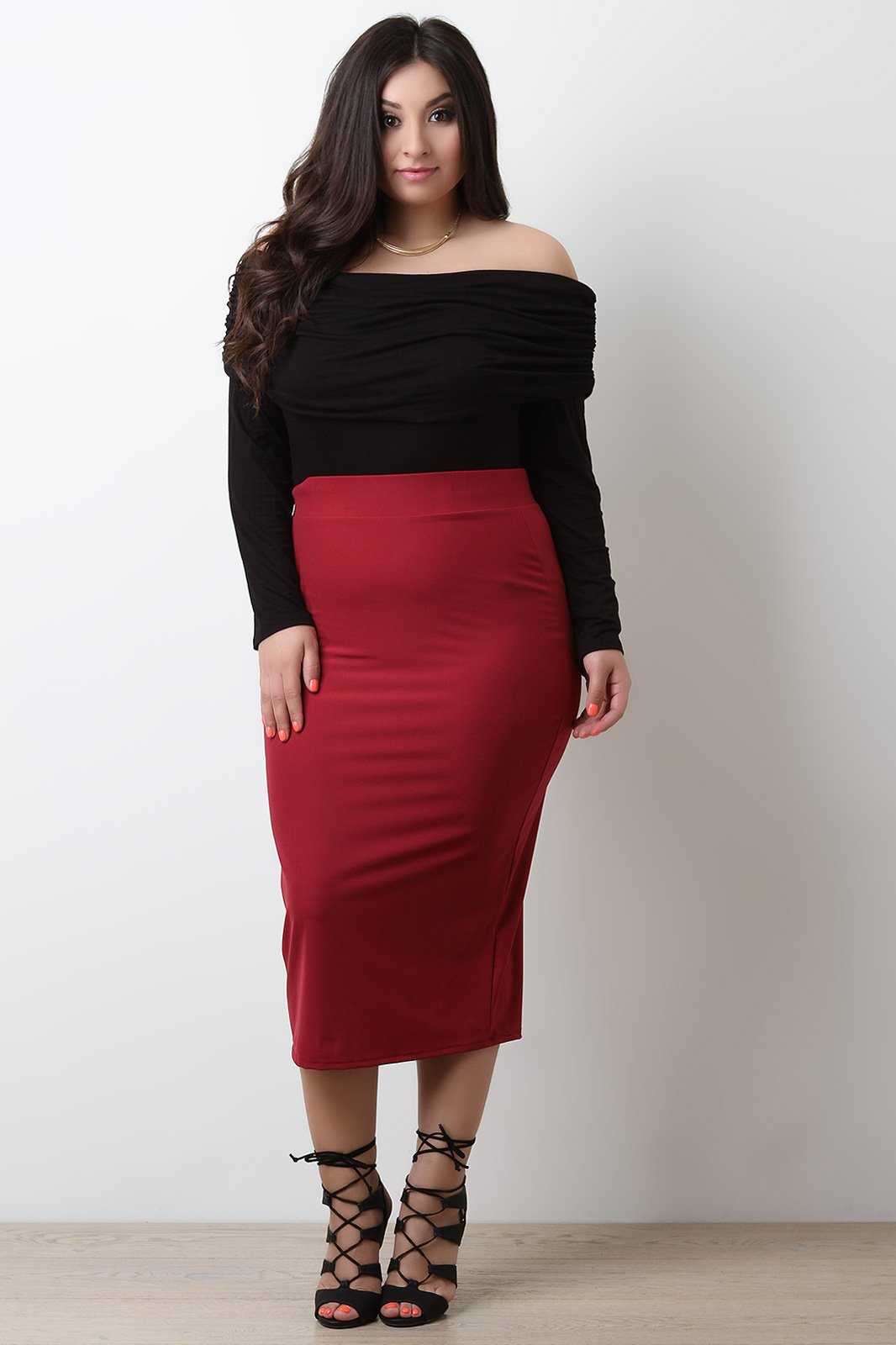 Long Sleeve Off The Shoulder Ruched Bodysuit - NoveltyOne