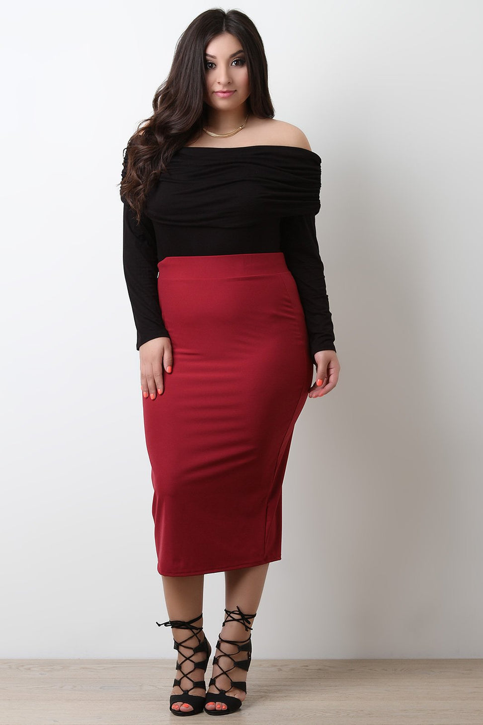 Long Sleeve Off The Shoulder Ruched Bodysuit - NoveltyOne