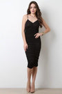 Spaghetti Strap Ruched Midi Dress