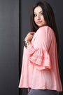 Textured Self-Tie Tassel Bell Sleeve Top