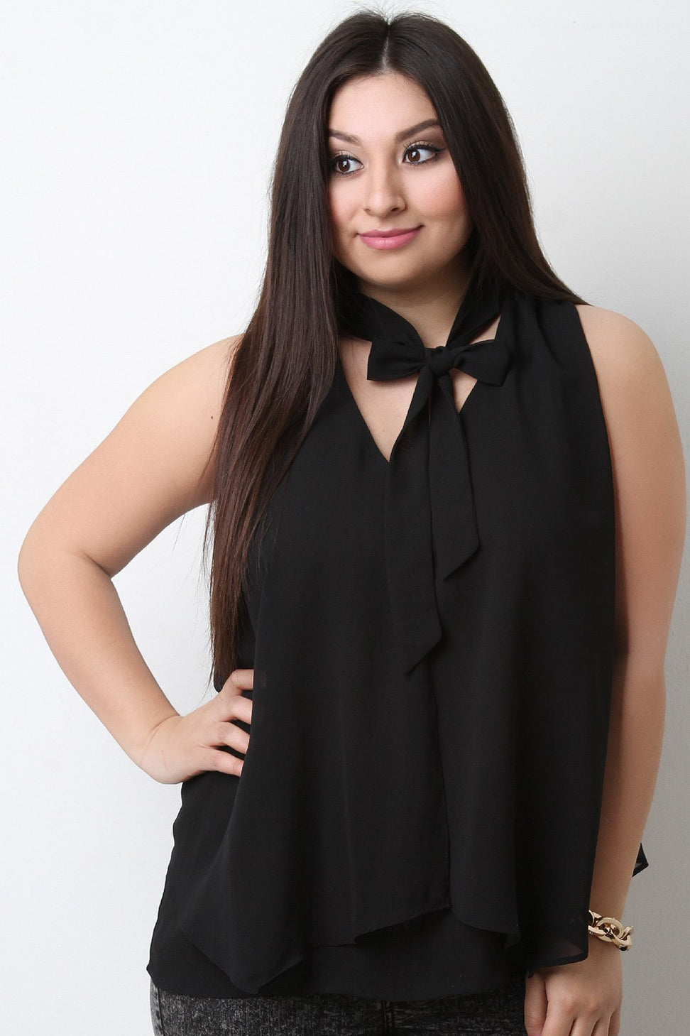 Sleeveless Textured Chiffon Flowy Top