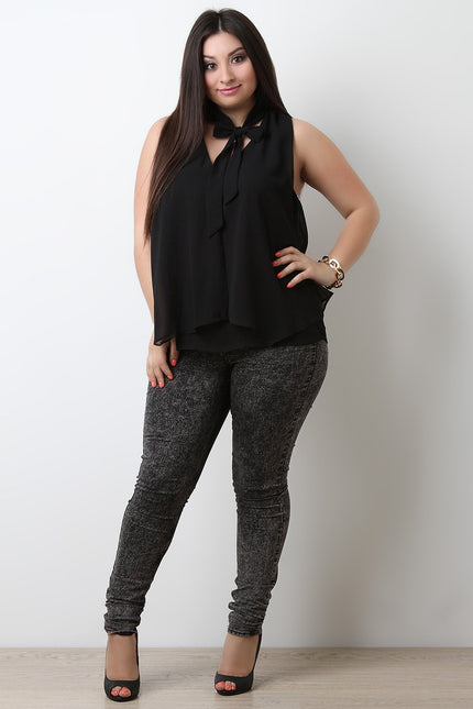 Sleeveless Textured Chiffon Flowy Top