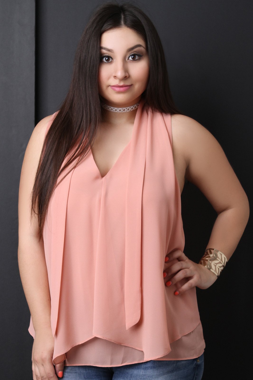 Sleeveless Textured Chiffon Flowy Top