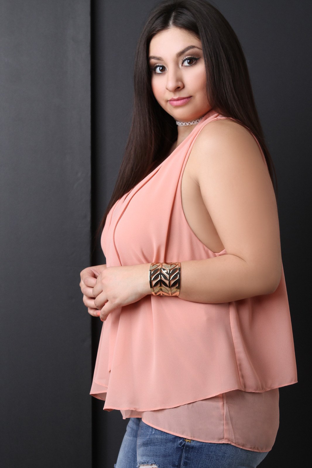 Sleeveless Textured Chiffon Flowy Top