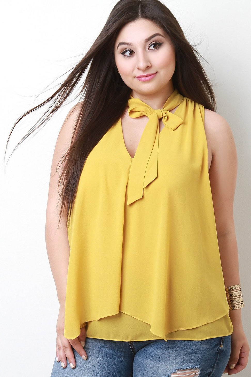 Sleeveless Textured Chiffon Flowy Top