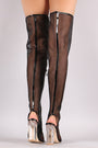 Mesh Peep Toe Chunky Clear Heeled Over-The-Knee Boots