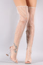 Mesh Peep Toe Chunky Clear Heeled Over-The-Knee Boots