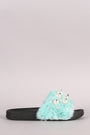 Faux Pearl Embellished Fur Slide Sandals - NoveltyOne