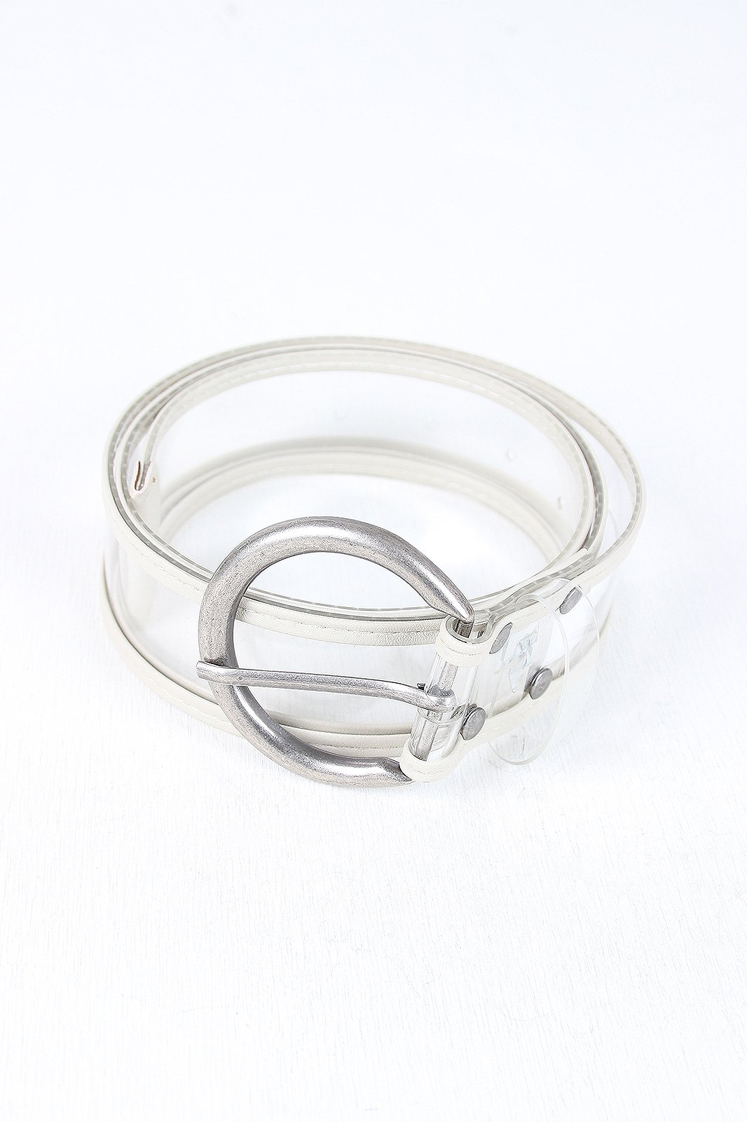 Round Buckle Color Trimmed Clear Belt