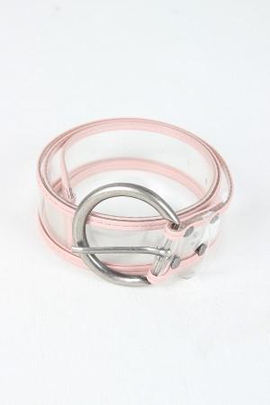Round Buckle Color Trimmed Clear Belt