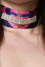 Geo Rhinestone Satin Choker Necklace - NoveltyOne