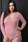 Ribbed Knit Button Up Bodysuit