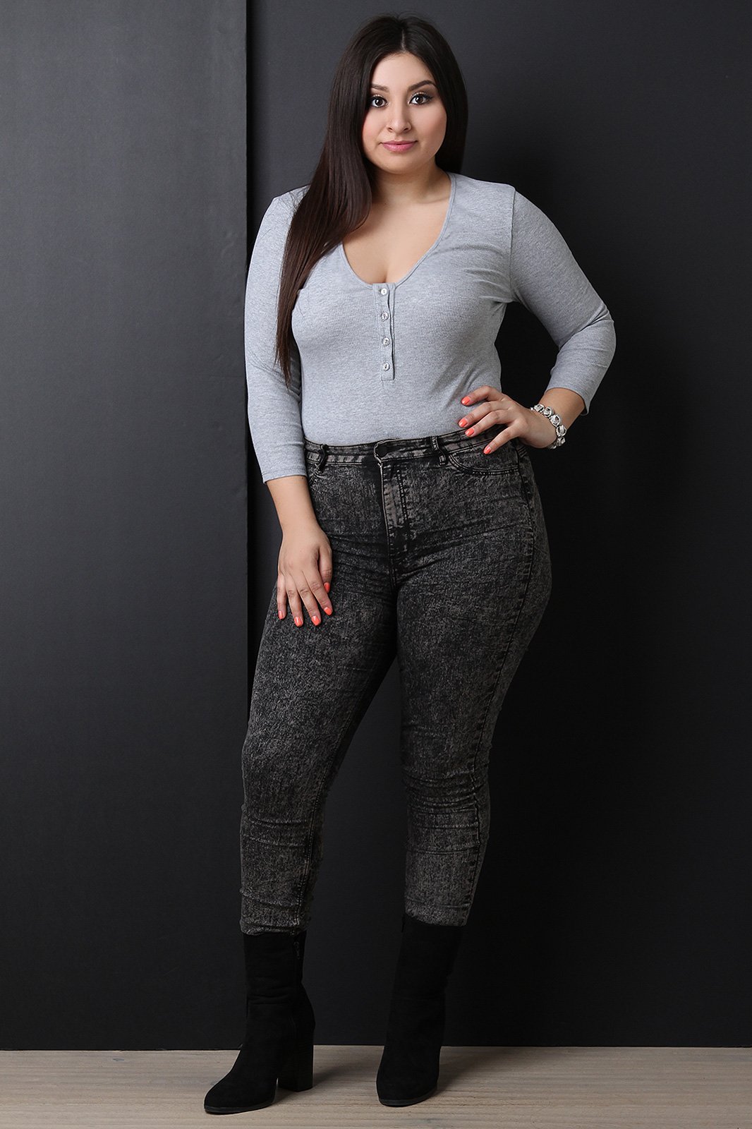 Ribbed Knit Button Up Bodysuit