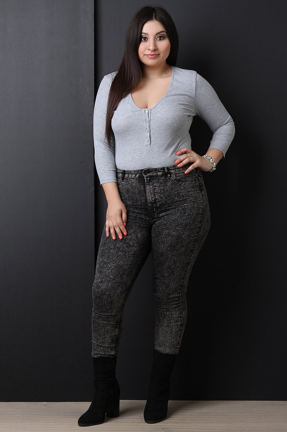 Ribbed Knit Button Up Bodysuit