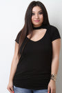 Keyhole Yoke Short Sleeves Ruched Top