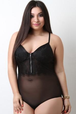 Eyelash Lace Mesh Bodysuit