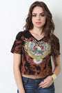 Original Designs Graphic Print Bleach Crop Top