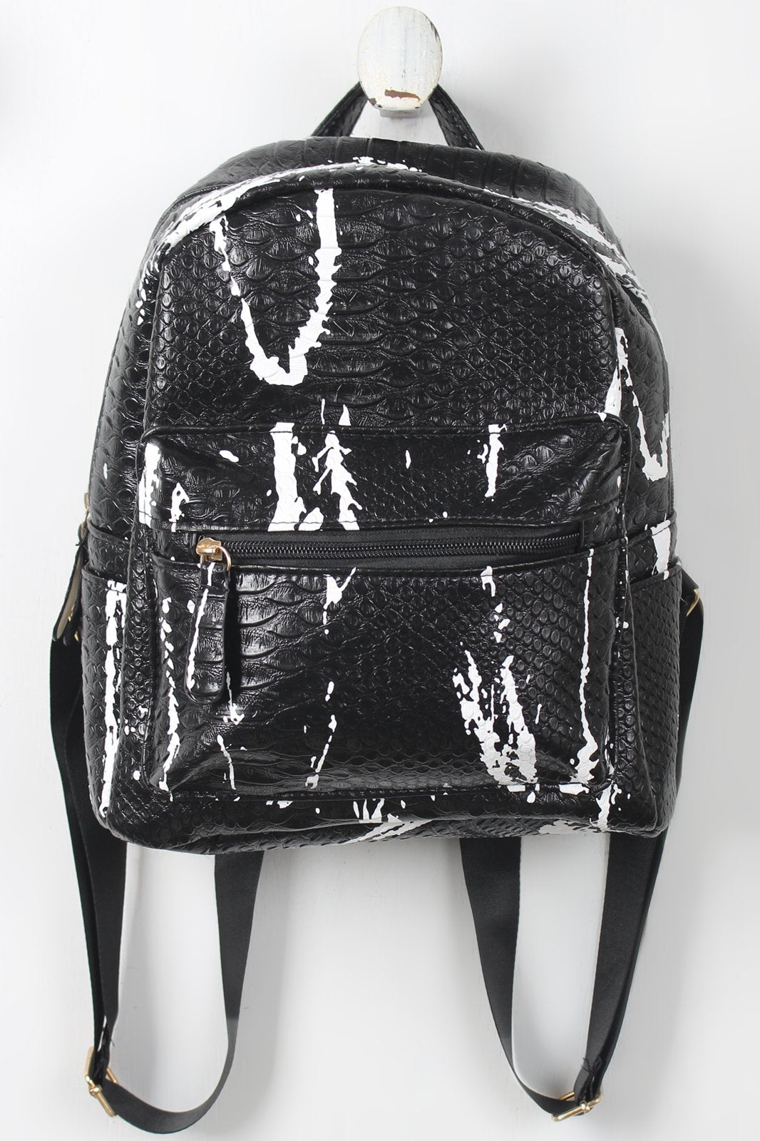 Faux Snakeskin Splattered Paint Mini Backpack - NoveltyOne