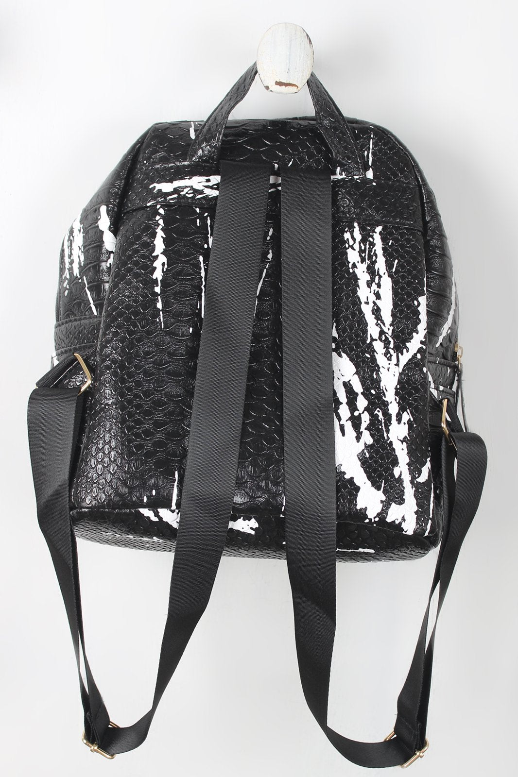 Faux Snakeskin Splattered Paint Mini Backpack - NoveltyOne