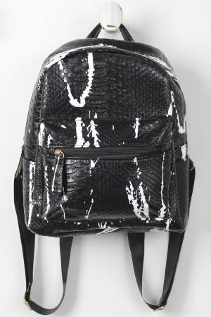 Faux Snakeskin Splattered Paint Mini Backpack - NoveltyOne