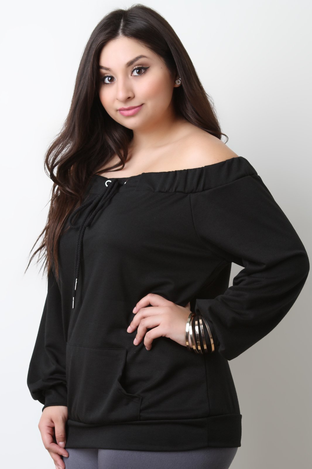 Off The Shoulder Self Tie Pocket Top