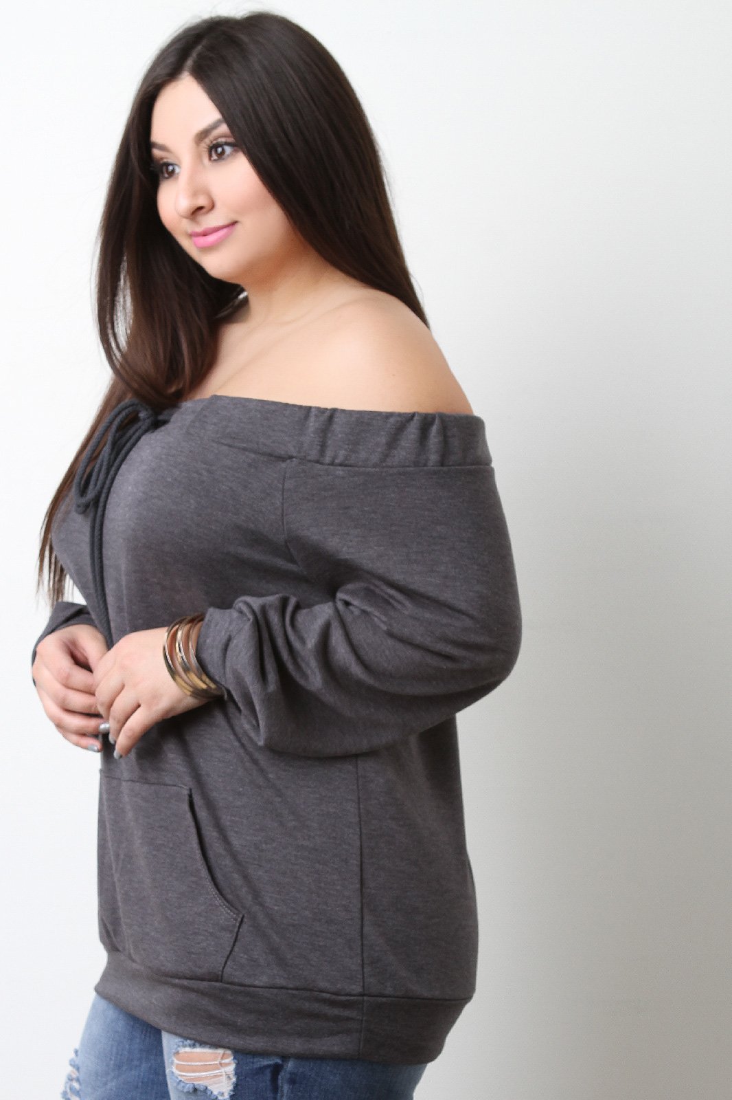 Off The Shoulder Self Tie Pocket Top