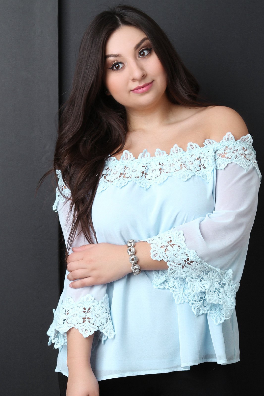 Floral Crochet Trim Chiffon Off-The-Shoulder Peasant Top - NoveltyOne