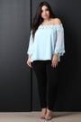 Floral Crochet Trim Chiffon Off-The-Shoulder Peasant Top - NoveltyOne
