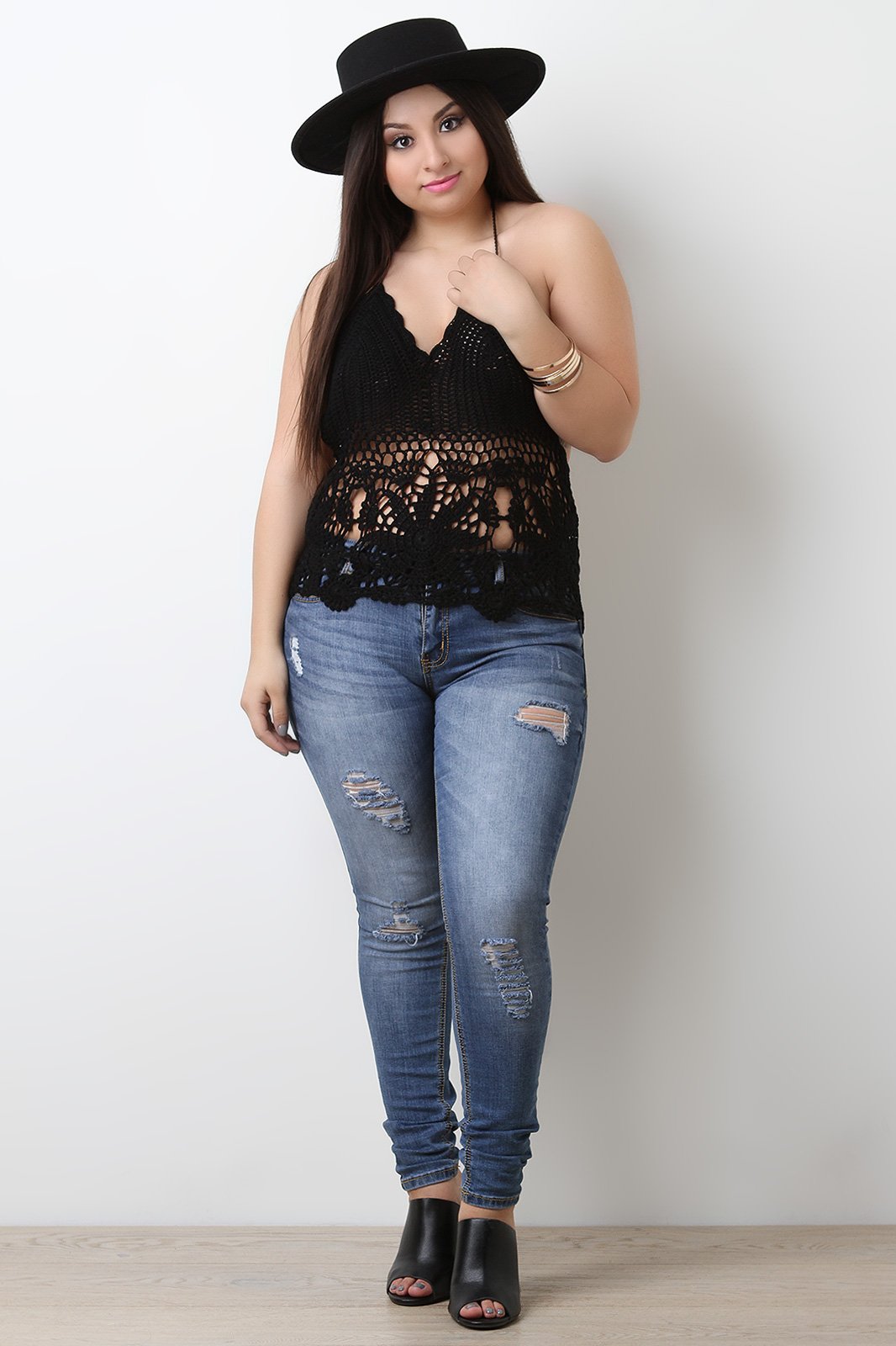 Crochet Scallop Hem Halter Top