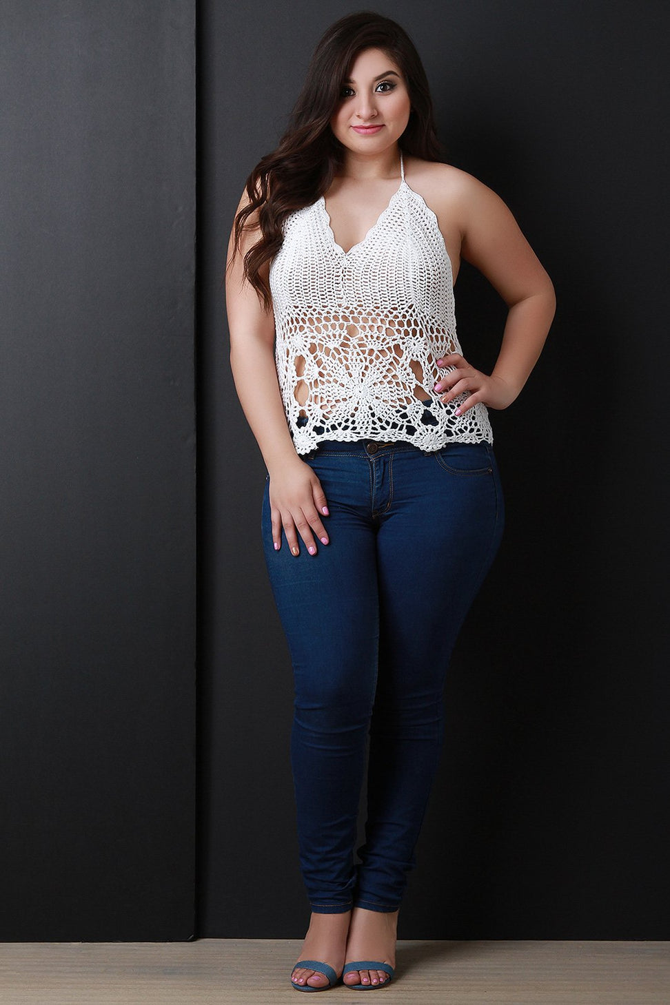 Crochet Scallop Hem Halter Top