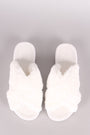 Qupid Crisscross Faux Fur Slide Sandal