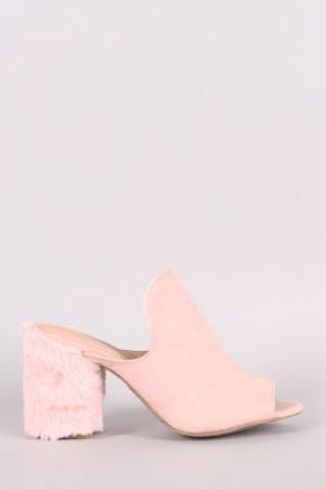 Wild Diva Lounge Fur Trim Loafer Chunky Heel