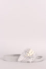 Wild Diva Lounge Faux Pearl Embellished Fur Slide Sandal